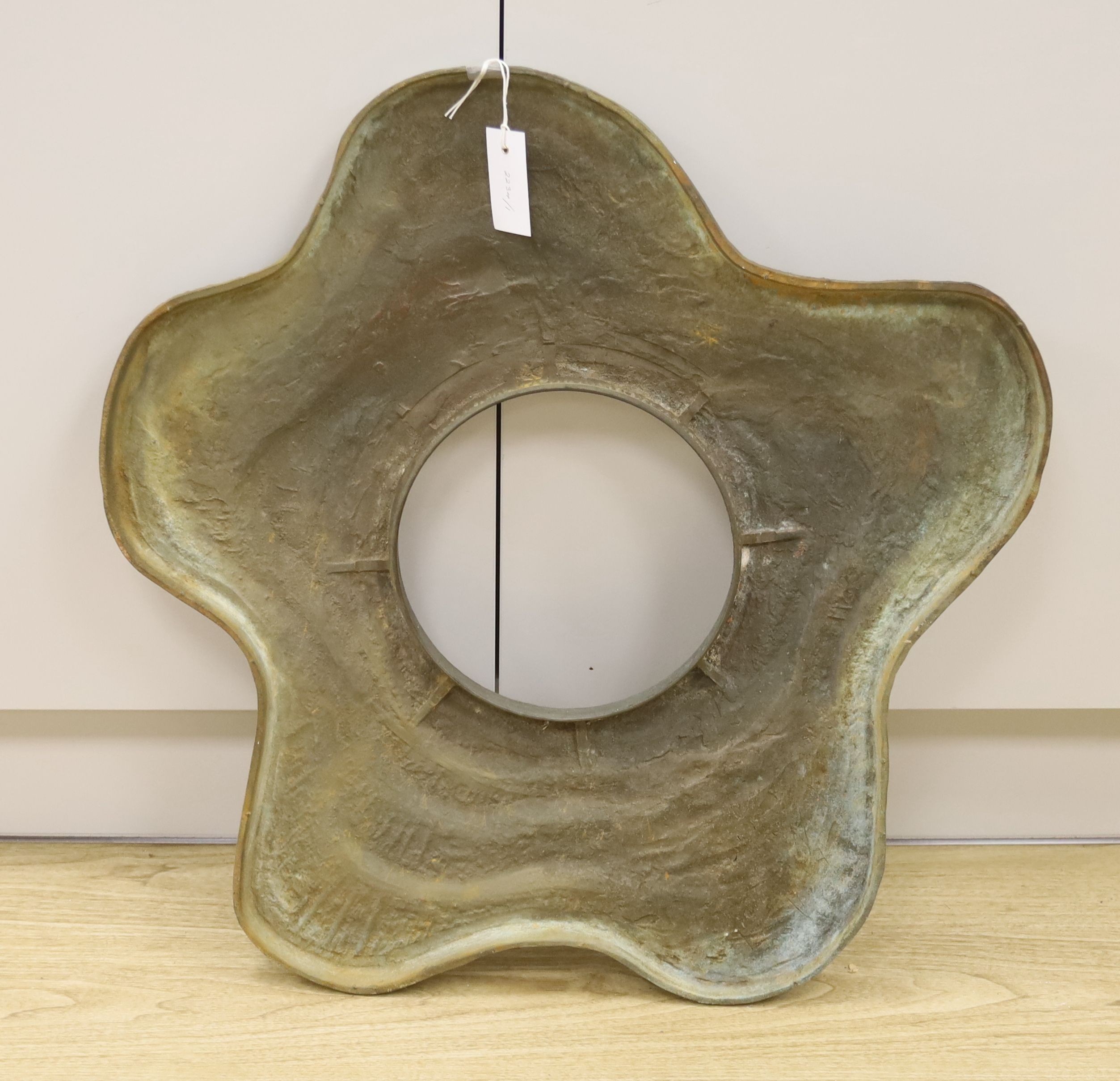 A 'brutalist' mid-century German bronze fountain head sculpture, approx 40kg, height 69cm